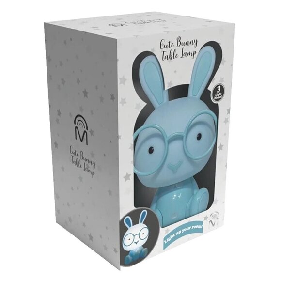 NEW Kawaii Blue Bunny with Glasses Table Lamp for Kids Room or Nursery - Picture 3 of 3